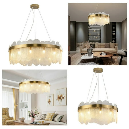 

Ethedeal Crystal Gold Glass Pendant Lamp Luxury Chandelier Fixture Hanging Ceiling Light