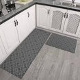 thumbnail image 2 of Gray Checkered Pattern Anti Fatigue Kitchen Rugs Set Of 2, Non Slip Washable Decorative Floor Mats for Kitchen Sink Laundry, 17"x30" and 17"x47", 2 of 5