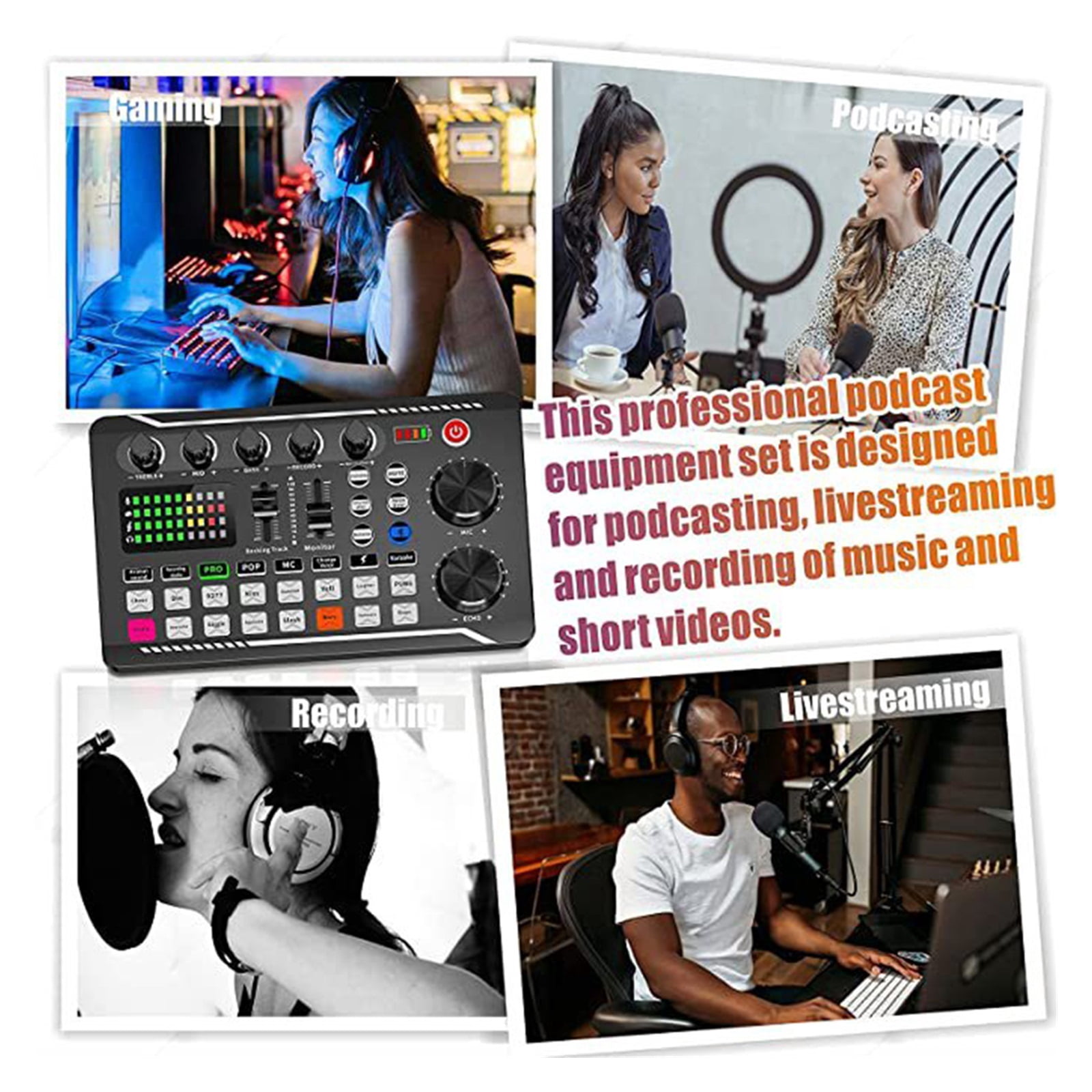 Multifunctional Tuning Sound Card Microphone Mixer Kit Audio Recording Mixer Audio Mixing Console Amplifier for Phone PC ,Easy to Operate