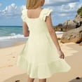 thumbnail image 7 of Mgmyaa Girls Summer Dresses Cute Double Layer Ruffle Sleeve Smocked Flowy Dress 3-14 Years, 7 of 7