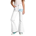 thumbnail image 2 of TGPMGRZ Girls Flare Dress Pants Elastic High Waisted Flare Dress Pants Baggy Sweatpants (Heart, Tween Girl, 11-12 Years, White), 2 of 5