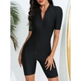 thumbnail image 5 of iEFiEL Womens Boyleg One Piece Swimsuit Tummy Control Swimwear Short Sleeve Rash Guard Wetsuits Black XXL, 5 of 7
