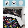 thumbnail image 4 of Quilts Twin Size Bedding Set, Colorful Polka Dot Lightweight Quilted Comforter, Cartoon Cute Abstract Graffiti Black Soft Reversible Bedspread Coverlet with Pillow Covers for All Season, 68" x 86", 4 of 7