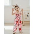 thumbnail image 5 of Rovasas Toddler Baby Girl Smocked Overalls Strawberry Tie Shoulder Jumpsuit, 5 of 9