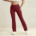 thumbnail image 4 of Women Flare Leggings with Pockets Comfy Yoga Pants High Waist Tummy Control Bootcut Workout Flared Leggings M, 4 of 5
