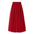 thumbnail image 1 of B91xZ Jupe en Tulle pour Femmes Adulte Fendue Longue Jupe de Soirée de Bal, Rouge 85, 1 of 4