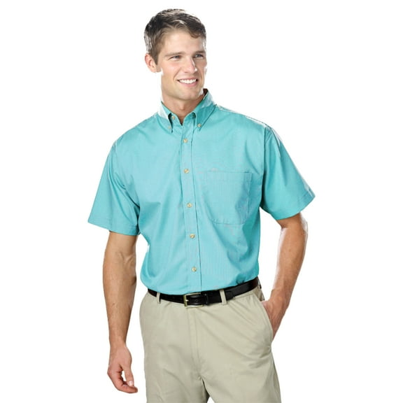 BlueGeneration Mens Short Sleeve Easy Care Poplin - Aqua 4 Extra Large Solid