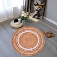 thumbnail image 2 of KLAVATE Round Shape Braided Rug Floor Rug mat Cotton Home Decor Rug Circular Meditation mat Yoga mat Jute Rug Solid Area Rugs (2 feet, White), 2 of 3