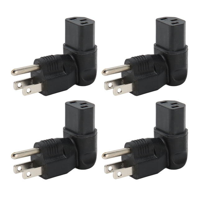 5-15P To IEC320 C13 Converter Connector, Male To Female 4pcs Universal PDU Extension Power Plug Adapter 90 Degree For Laptop Power Adapters