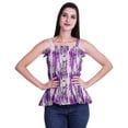 thumbnail image 2 of Moomaya Printed Casual Frill Smoked Full Buttoned Closure Women Fitted Crop Top, 2 of 5