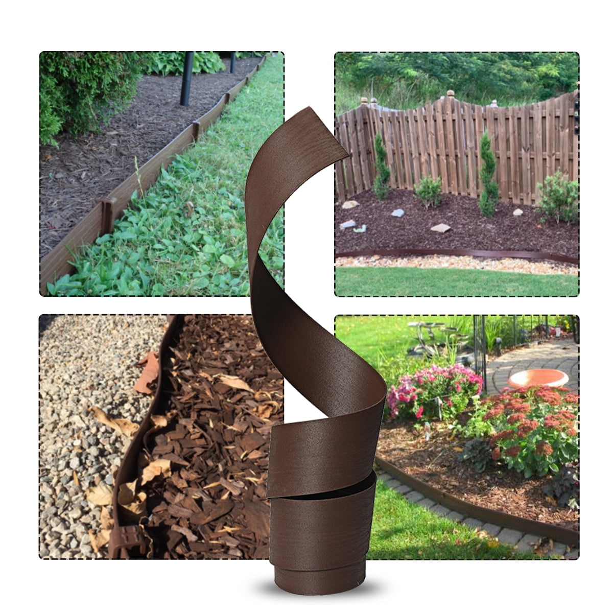 Garden Border Landscape Edging Coil with Stakes 10feet, Brown