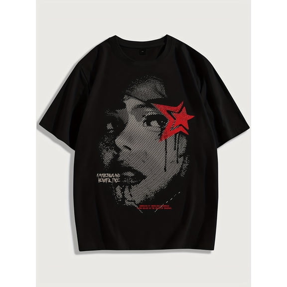 Casual Graphic Face Print Short Sleeve Vintage Grunge Y2k Cotton Men's Women's T-Shirt
