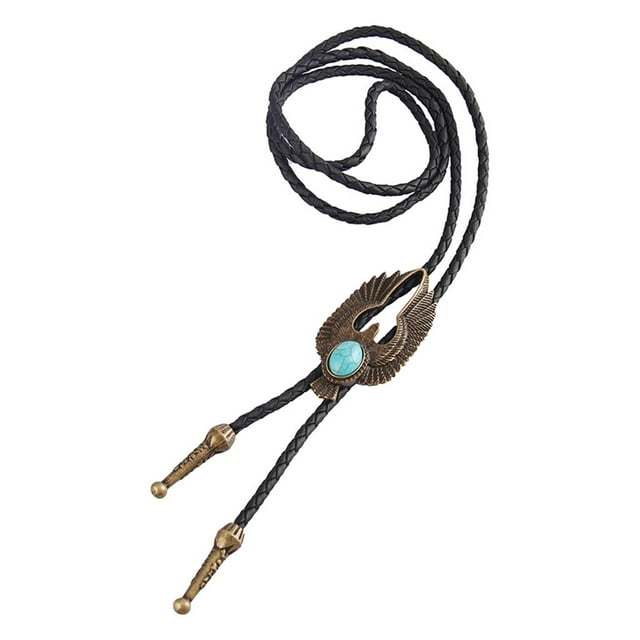 Corbata bolo de cuero con colgante en forma de águila para hombre, estilo nativo americano - Bronce