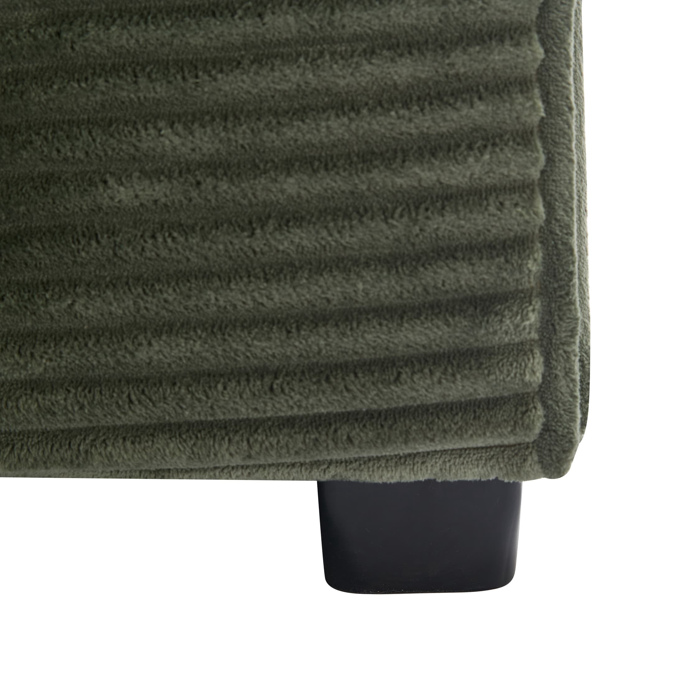 Chaise Lounge Chair Indoor Furniture, Corduroy Upholstered Chaise Lounge Sofa, Deep Seat Sofa with Handrail storage and Cupholders, Movable ottoman, Detachable Cushions for Living Room Bedroom,Green
