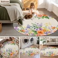 thumbnail image 5 of Large Round Rug 8Ft Washable Non-Slip, Pink Orange Flowers Circle Area Rugs for Living Room Bedroom, Spring Floral Farmhouse Botanical Rustic Indoor Floor Mats Carpet Runner for Home Decor, 5 of 8