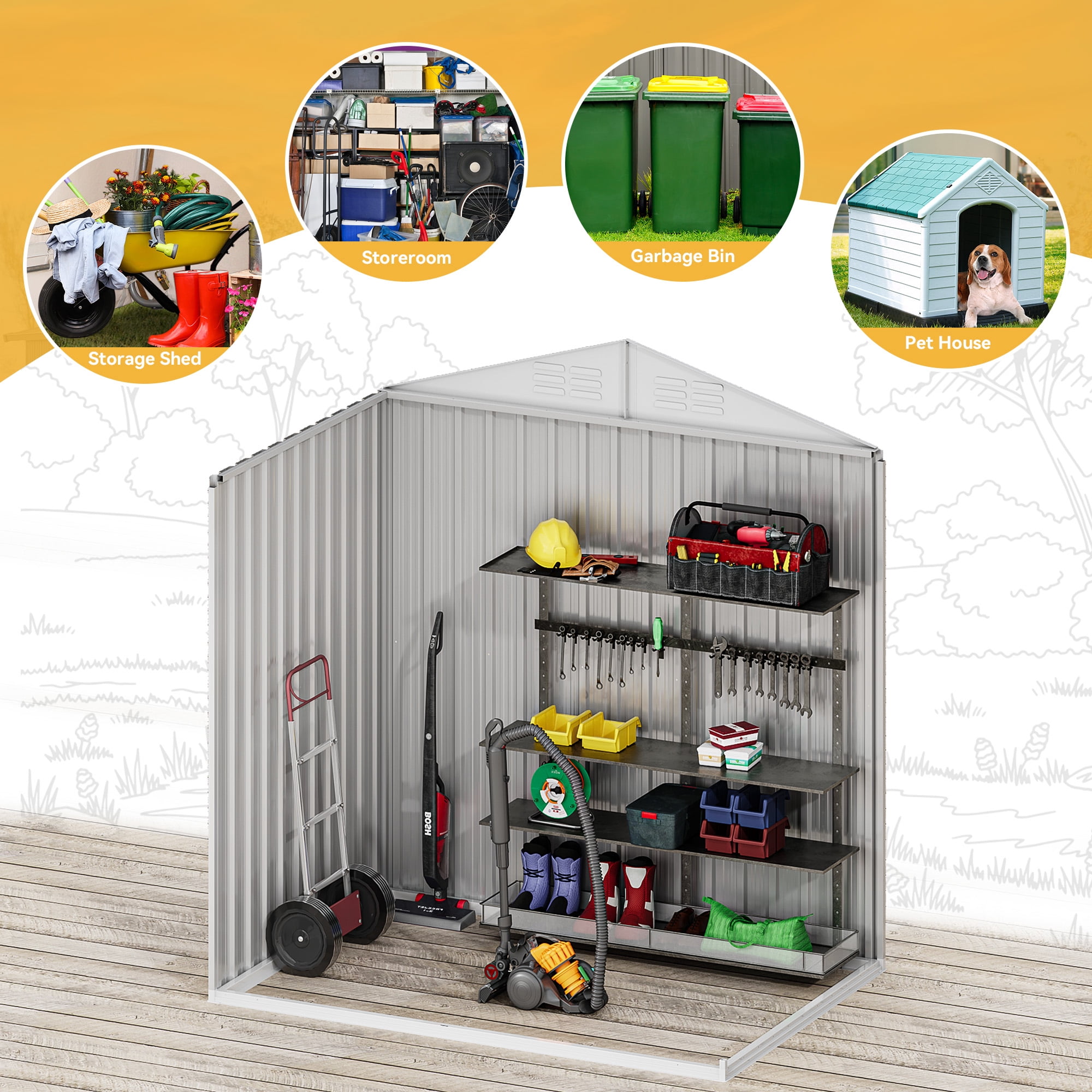 Uforic Multifunctional Metal Storage Sheds, 3.74 x 67.30 x 24.01 inches, Green
