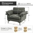 thumbnail image 4 of Costway Set of 2 Linen Fabric Accent Armchair Upholstered Single Sofa w/ Metal Legs Gray, 4 of 9