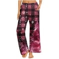 thumbnail image 3 of QATAINLAV Pajama Pants Women Christmas Casual Elastic Waist Cotton Comfy Pajamas Pant Loose Straight Wide Leg Trousers Loungewear Multicolor S, 3 of 8