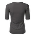 thumbnail image 3 of SSOULM Women's 1/2 Sleeve Crewneck Cotton Basic Slim Fit T-Shirt Top with Plus Size, 3 of 4
