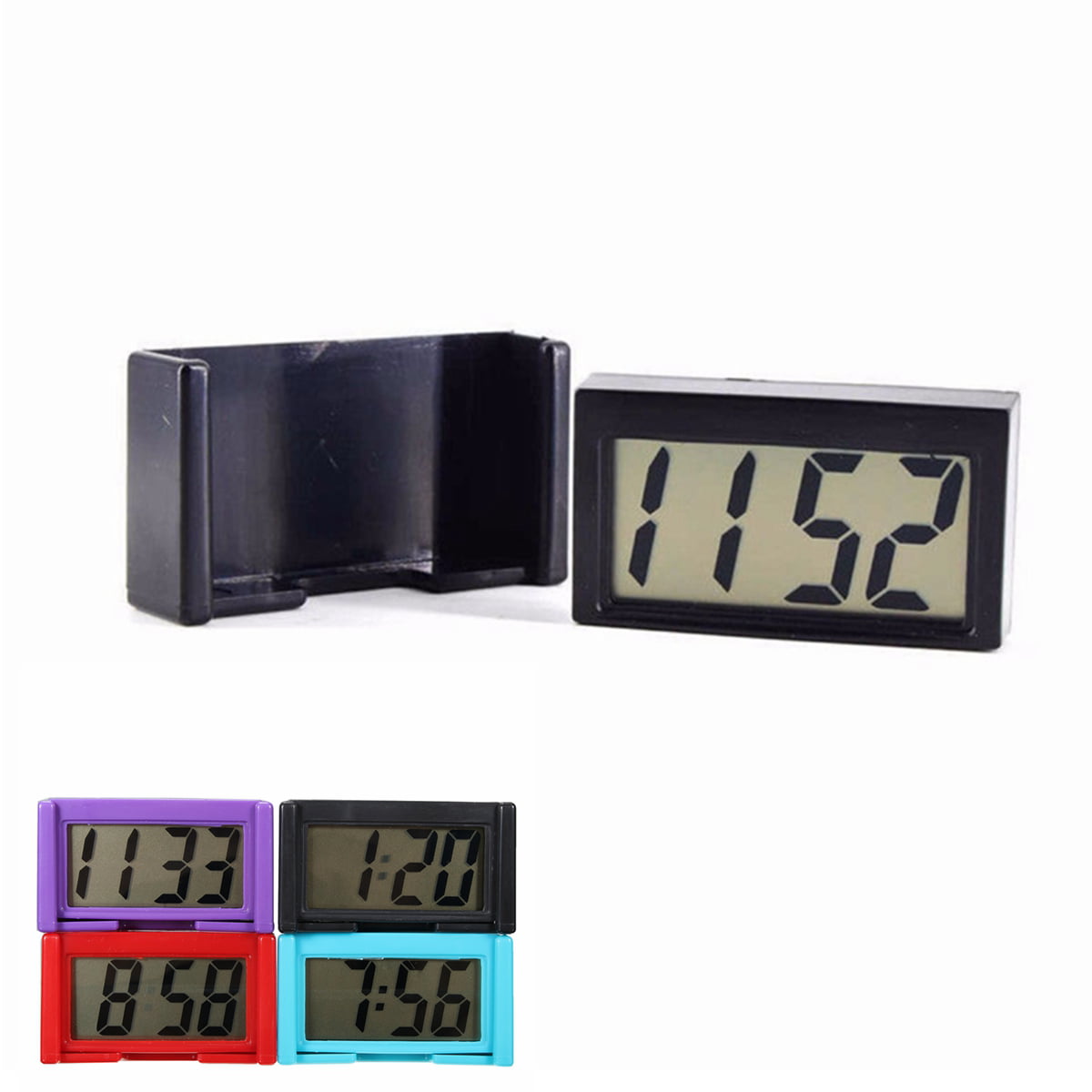 Small Digital LCD Clock Date Time Calendar Car Clock Self-Adhesive Stick Time 