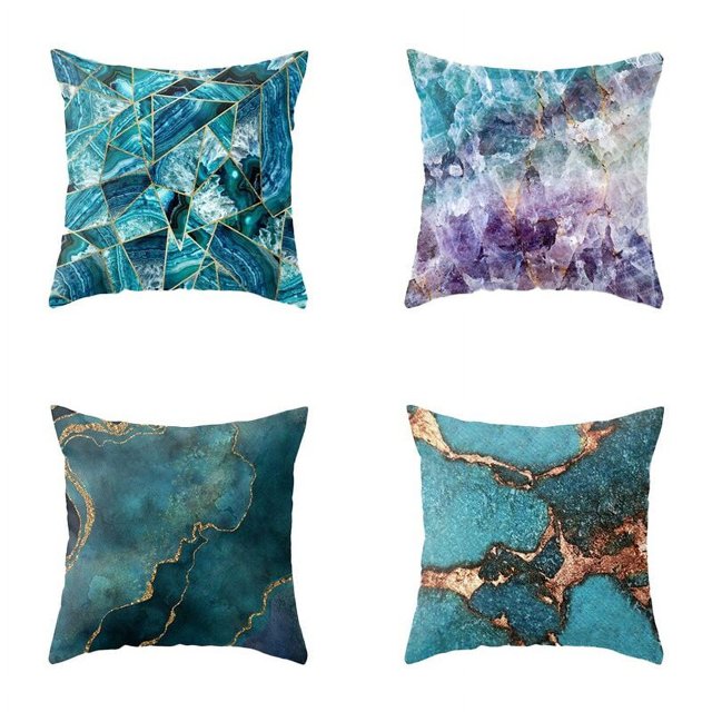 4 piezas Funda de cojín decorativa de mármol para sofá Almohada cuadrada Decoración de dormitorio de automóvil 45X45 cm