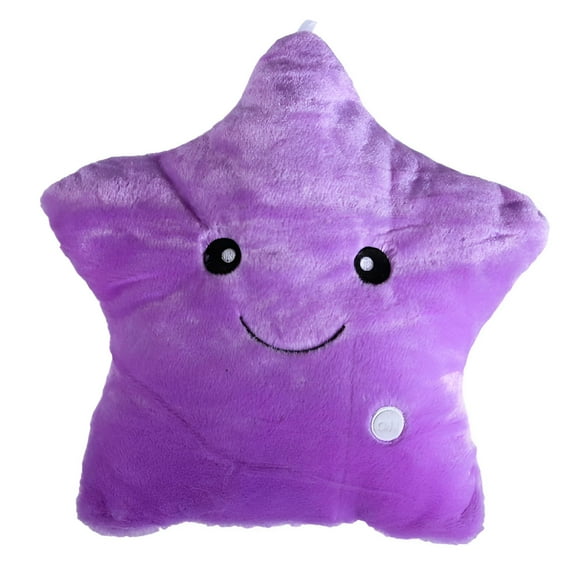 BESTSKY Creative Colorful Body Twinkle Star Shaped Plush Pillow,LED Night Light Glowing Cushions Stuffed Toys Soft Relax Gifts Smile 5 Colors Body Pillow for Kids,Decoration (Purple)