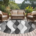 thumbnail image 5 of 8ft Round Rug, Gray Stripes Non-Skid Rubber Backing Large Area Rugs - Living Room Bedroom Home Office, Vintage Farmhouse Greyish Ripple Pattern Indoor Floor Mat Carpets Washable Rug, 5 of 9