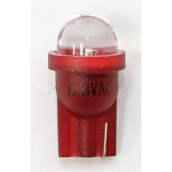 Pinball replacement bulb LED 6.3 volt AC, 555 clear wedge base T10 Cool Red Short