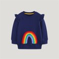 thumbnail image 5 of Tfken T-Shirts For Girls Toddler Long Sleeve Rainbow Print Cute Tee Fashion Crew Neck Dark Blue Tops Size 12-24 Months, 5 of 7