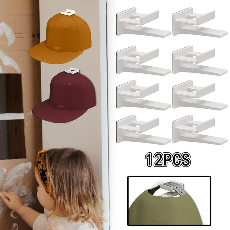 12x Multifunctional Hat Hooks for Wall Mount Organizer Baseball Caps Hangers Wall Mounted Minimalist Hat Rack Hat Holder for Bedroom, Size: 2.2 x 1.3