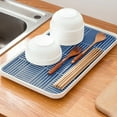 thumbnail image 5 of Vadktai Dish Drain Tray, 15'' x 9”, Large Water Storage Capacity Dish Drain Board, Dish Drying Pad for Kitchen Counter, Coffee Tea Tray, Water Drip Tray Holder for Cup, Fruit, Bathroom Accessories, 5 of 6
