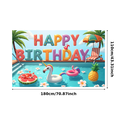 thumbnail image 2 of Tropical Theme Happy Birthday Banner Colorful Design Pool Party Decor Inflatable Unicorn Letter Balloons for Summer Celebration Kids Event Outdoor Decoration, 2 of 6