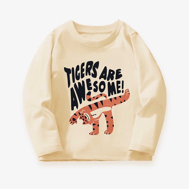 Chemise pour Enfants Garçons Beige Imprimée Manches Longues Col Rond Confortables Couleurs Fille 6-7 Ans