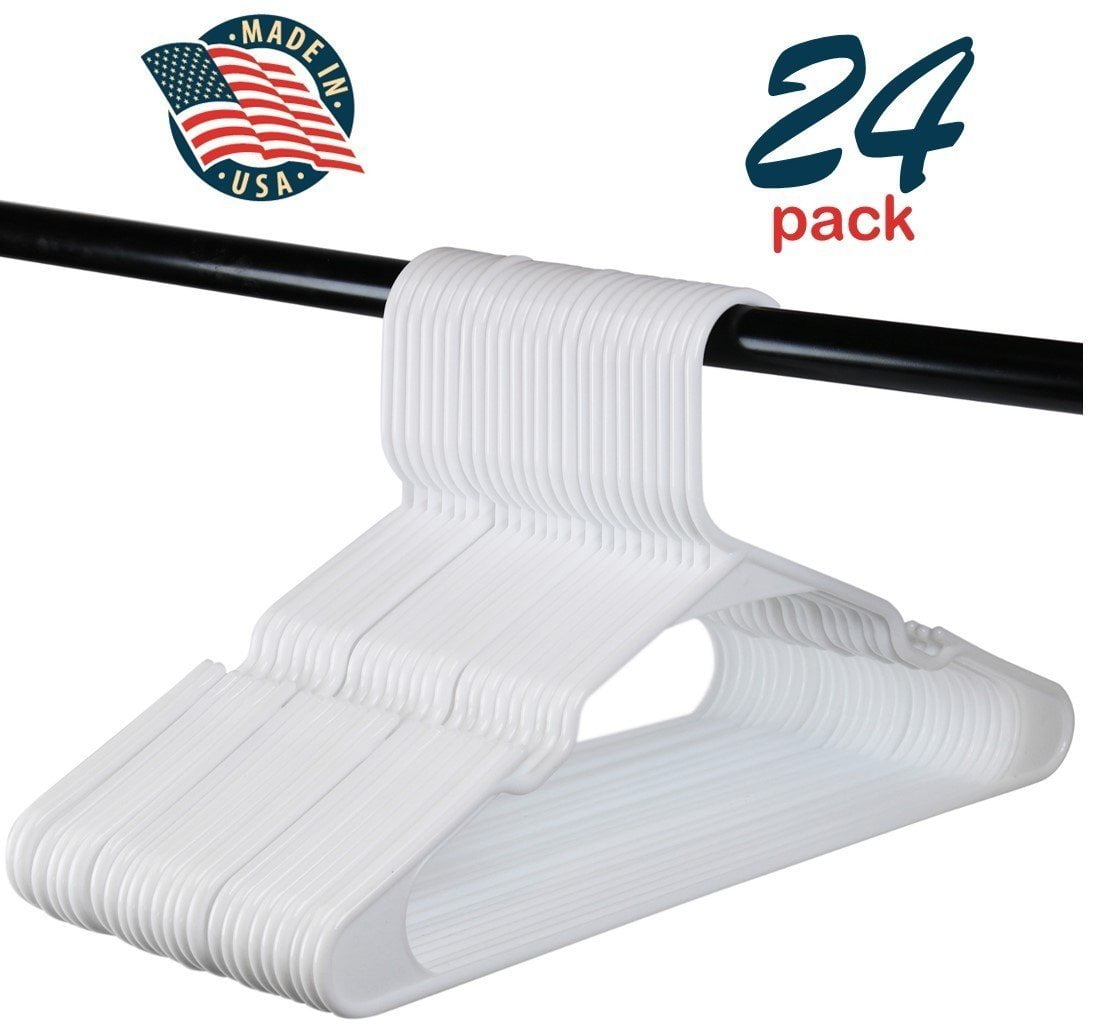 Hangorize White Plastic Standard Hangers, Notched, Set of 24 Walmart