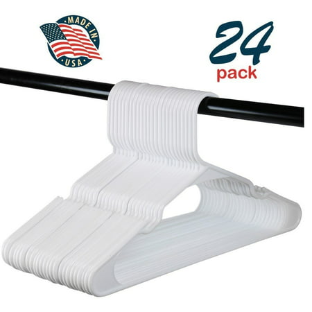 Hangorize White Plastic Standard Hangers, Notched, Set of (Best Way To Move Clothes On Hangers)