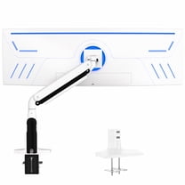 Single White Ultra Wide Monitor Pneumatic Spring Desk Mount, Max VESA 200x100