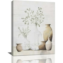 Botanical Vase Wall Art Canvas Prints, 16x12 inch, Modern Bathroom Kitchen Living Room Home Decor