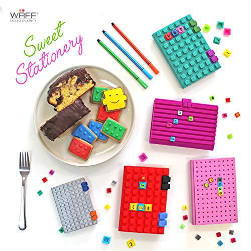 Soft Silicone Cube Tiles And Notebook / Journal Combo WAFF Black 8.25 x 5.5 Large 