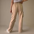 thumbnail image 7 of HAPIMO Women's Casual Comfy Sweat Pants Loose Straight Leg Sweatpants Solid Elastic Waist Pants High Waist Sports Pants with Pockets Khaki XXL, 7 of 7