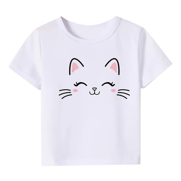 Gibobby Blusas Termicas Dama Ropa de camiseta de manga corta con estampado de letras de primavera y verano para niñas pequeñas y bebés (Blanco, 8-9 Años)