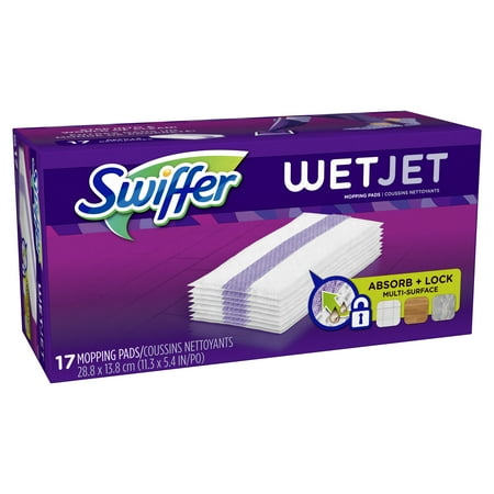 Swiffer WetJet Hardwood Floor Cleaner Spray Mop Pad Refill, Multi Surface, 17 Count