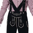 thumbnail image 4 of Trikvn Boys Bavarian Traditional Costume Plaid Long Sleeve Shirt and Suspender Shorts Set with Embroidery Details Classic Lederhosen Outfit for Halloween Party, 4 of 8