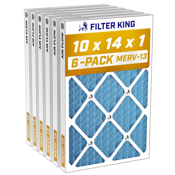 Filter King 10x14x1 Air Filter MERV 13, AC Furnace Filters (6-Pack)