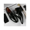 thumbnail image 5 of Fangasis Men Dress Shoes Glossy Oxfords Wingtips Brogues Work Fashion Leather Shoe Black 5, 5 of 7