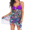 thumbnail image 5 of Tankini Swimsuits for Women Plus Size Floral Print Breast Pad Swimwear Split Bikini Bathing Swimsuit 2PC, 5 of 9