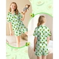 thumbnail image 2 of Girls Pajamas Silk PJS Set Pink Bow Satin Sleepwear Short Sleeve Jammies for Kids Button-Down Nightwear size 7-14, 2 of 7