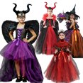 thumbnail image 2 of Disfraz de maléfica para Halloween, vestido de tutú para niña, disfraz de bruja para fiesta de carnaval, disfraz de vampiro, trajes para niña de 2 a 10 años, 2 of 4