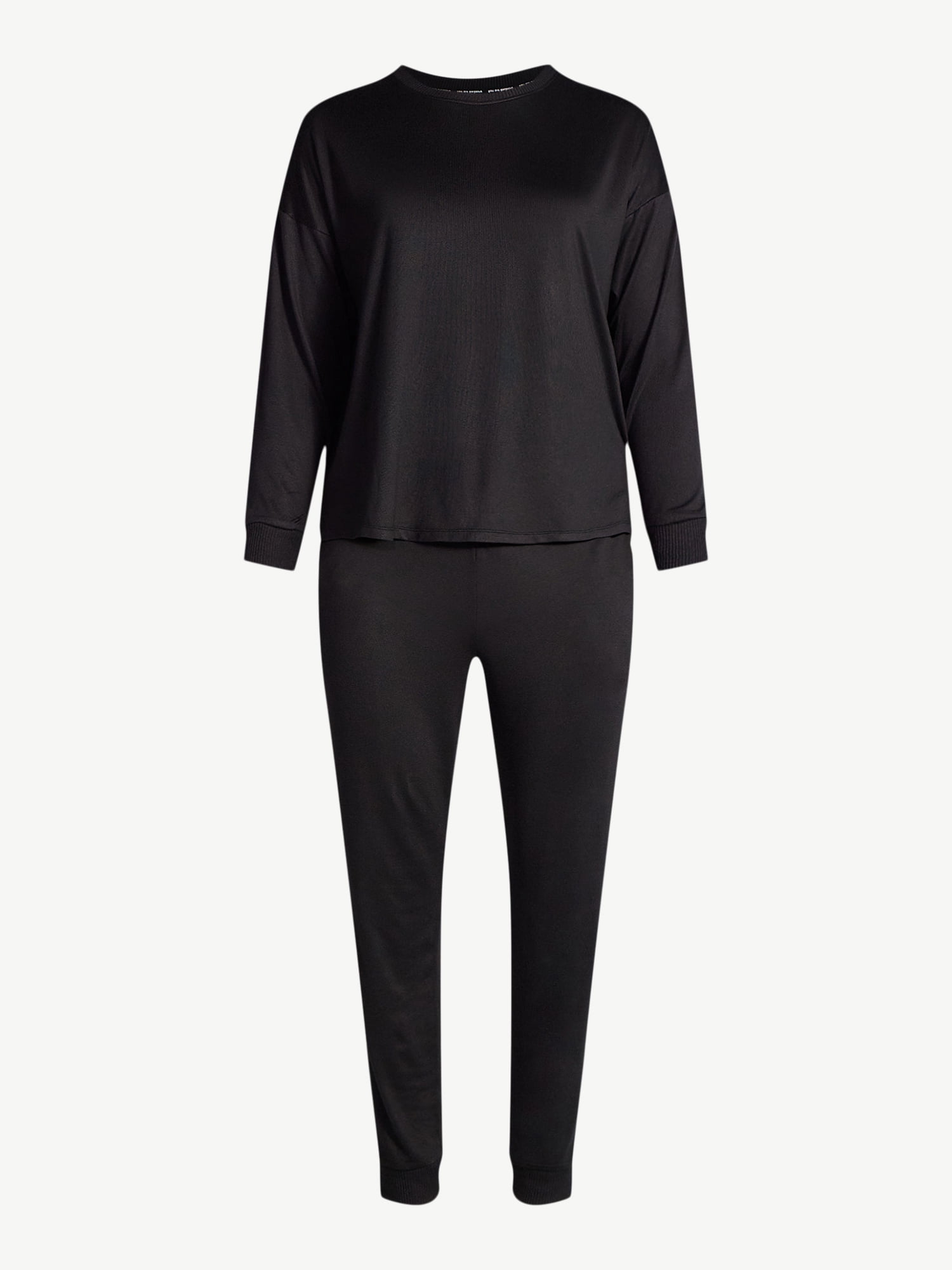 Joyspun Women's Cozy Lounge Collection Hacci Knit Long Sleeve Top and Joggers Pajama Set, Sizes XS-3X