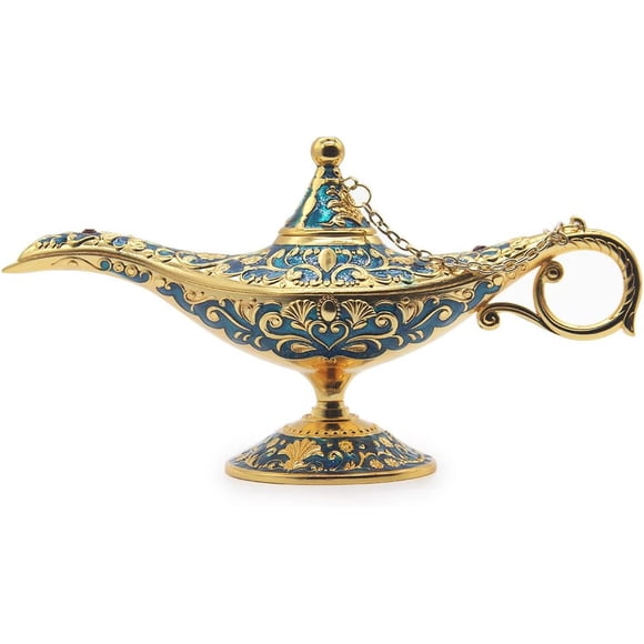 AVESON Classic Vintage Aladdin Magic Genie Costume Lamp Home Table Decoration & Gift, Golden Blue