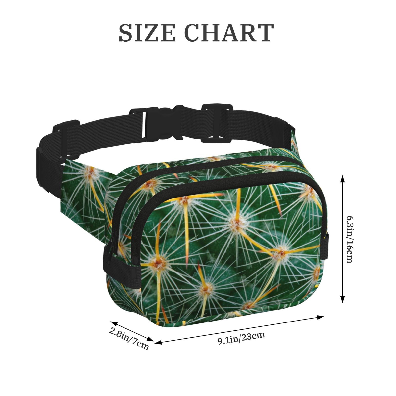 Picia Thorns Of Macro Cactus Print Square Double-Layer Waist Bag Mini Adjustable Waist Belt Bag Exercise Running Travel Hiking